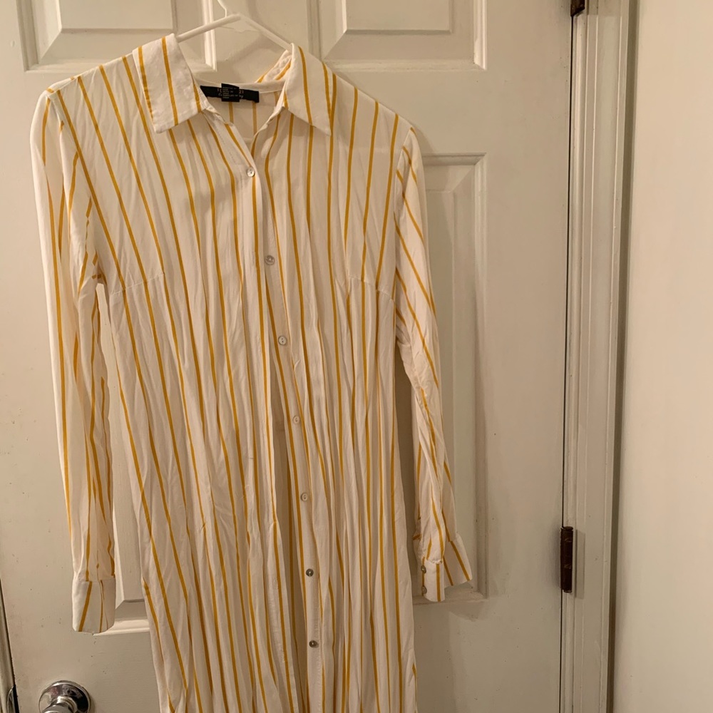 Yellow pin stripe long sleeve button up Never worn